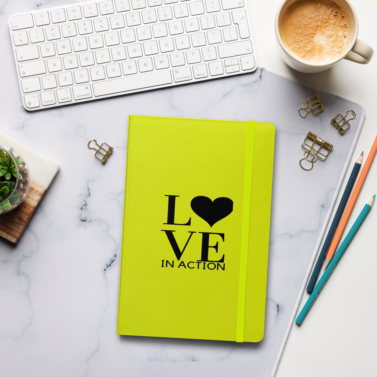Notebook: Hardcover bound - LOVE IN ACTION DESIGN