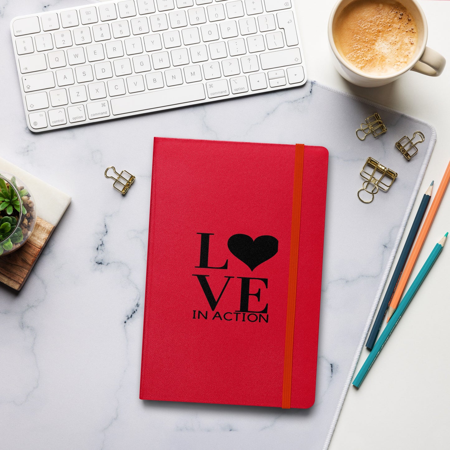 Notebook: Hardcover bound - LOVE IN ACTION DESIGN