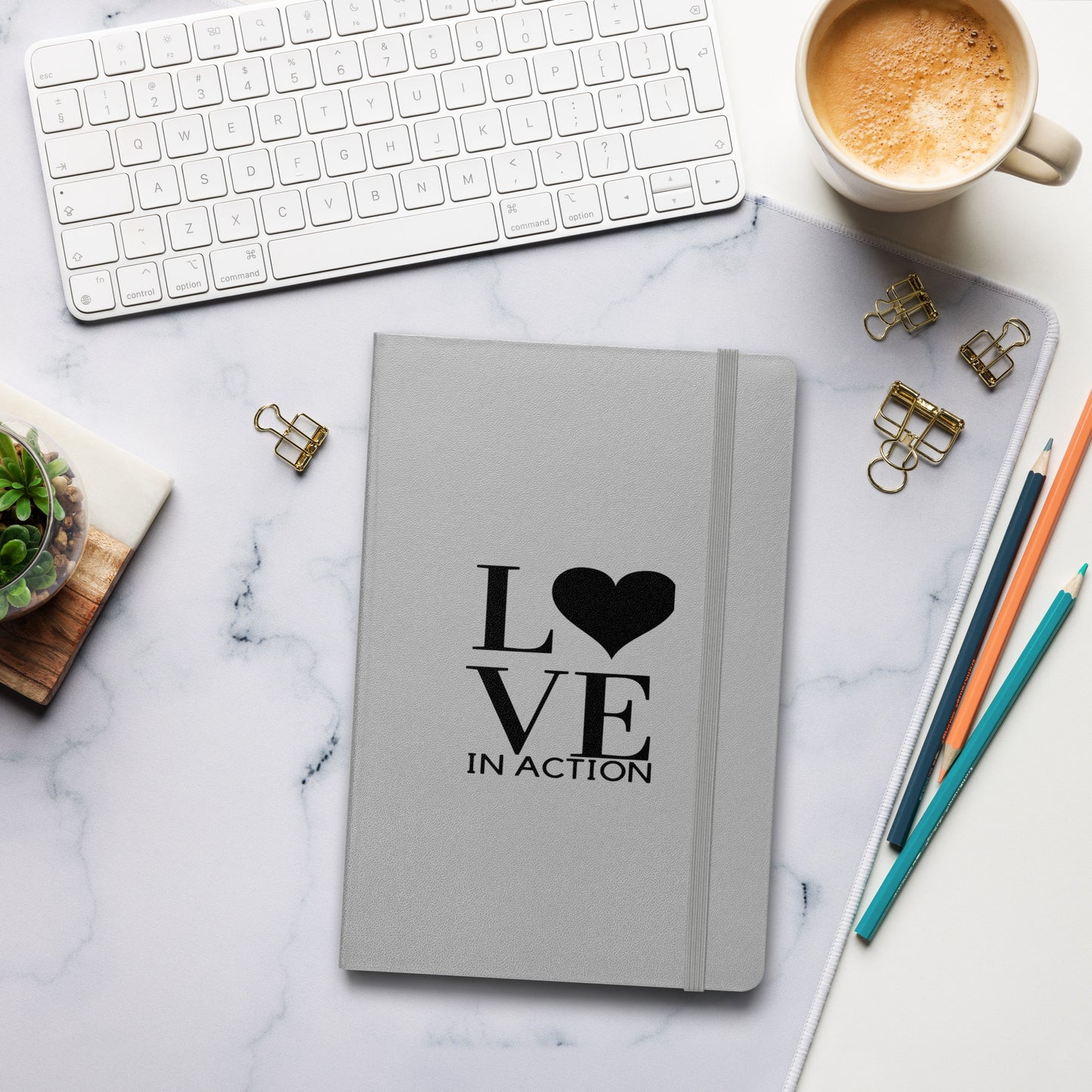 Notebook: Hardcover bound - LOVE IN ACTION DESIGN