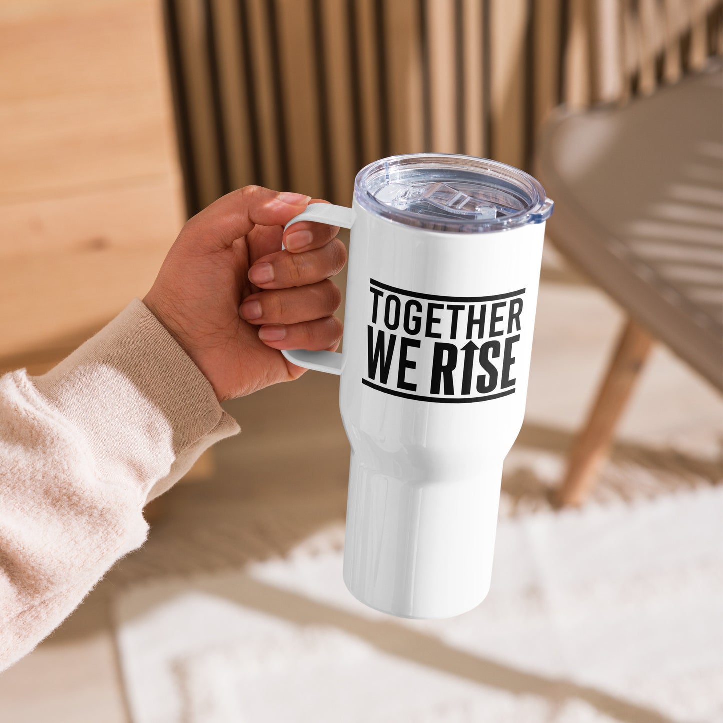 Travel mug with a handle - TOGETHER WE RISE DESIGN