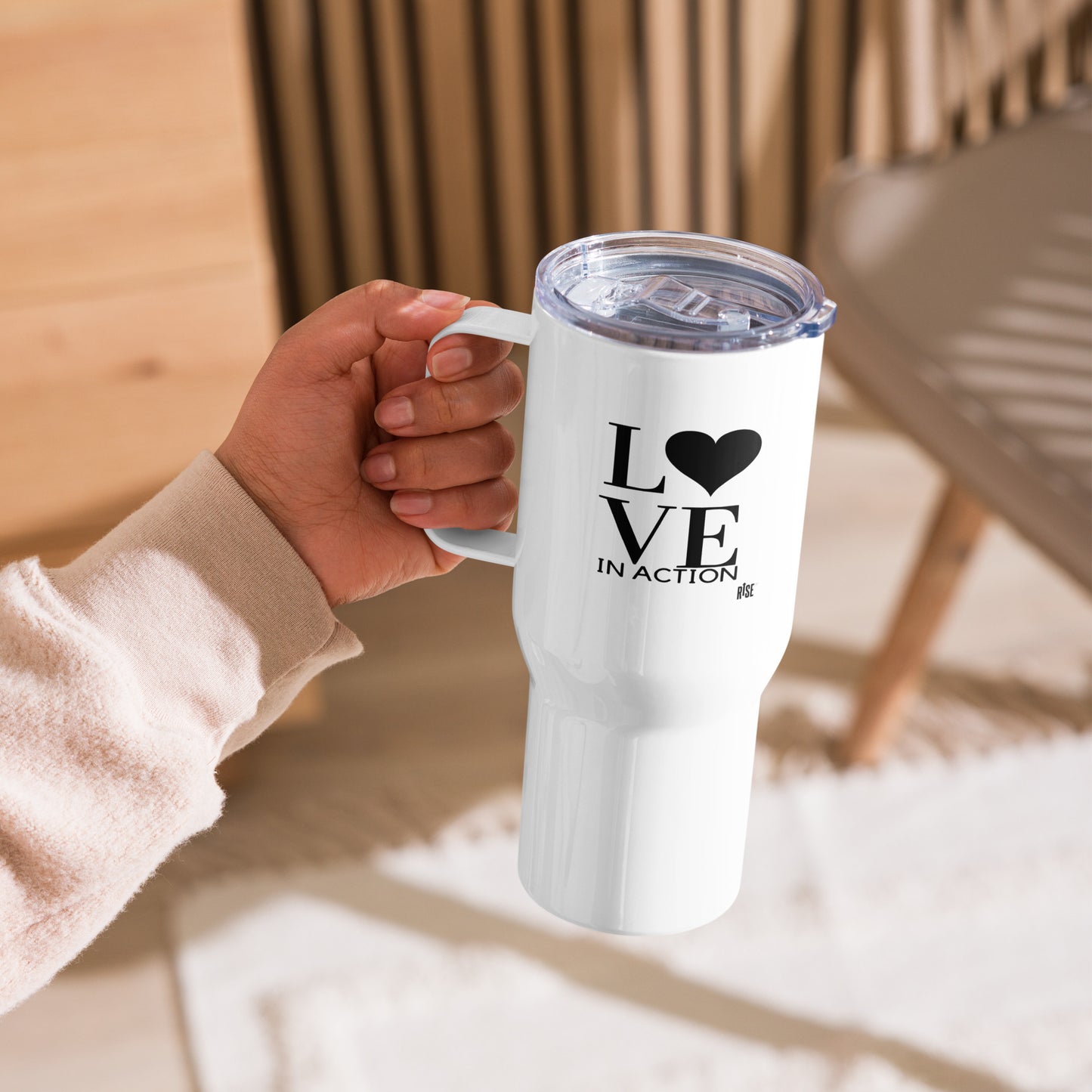 Travel mug with a handle - LOVE IN ACTION DESIGN