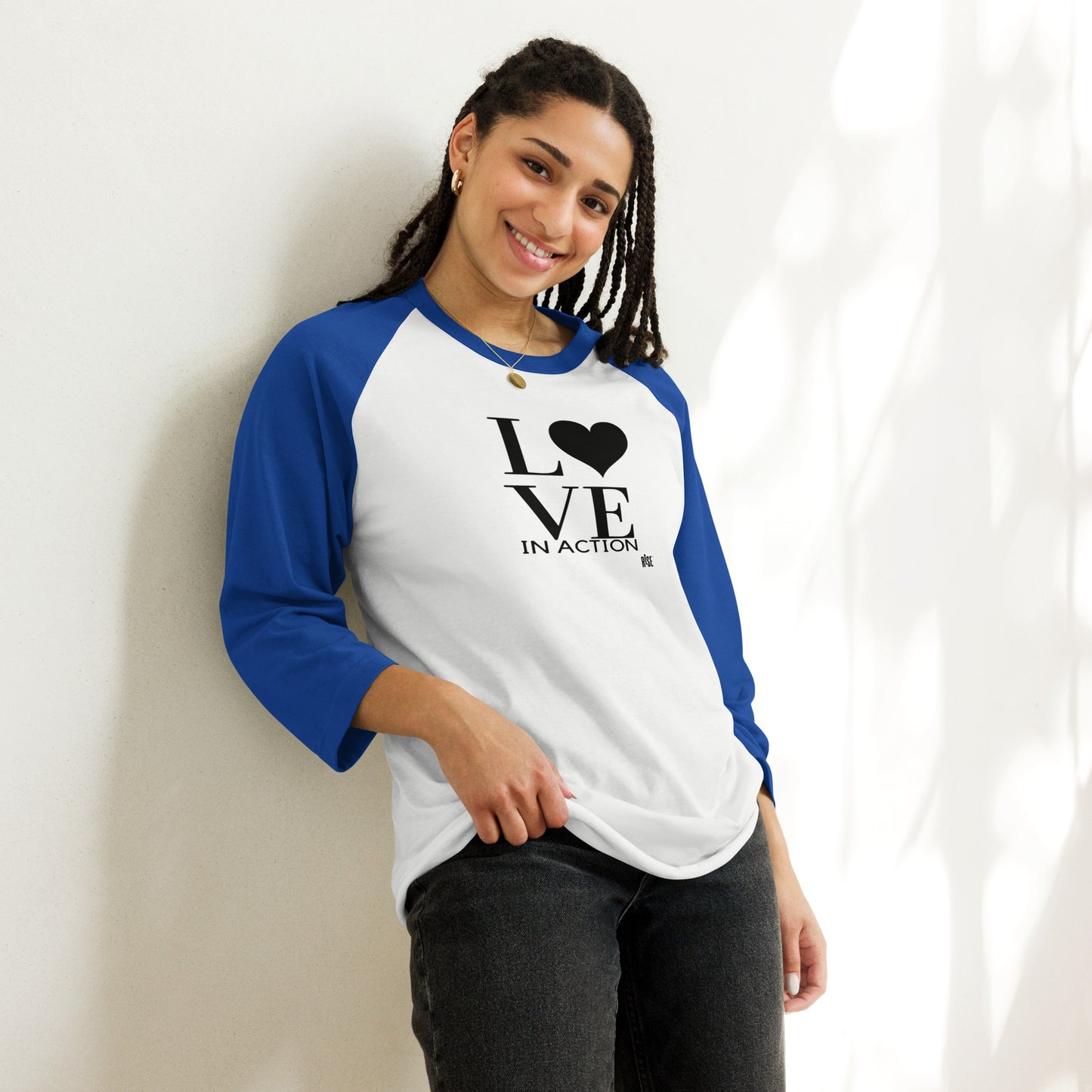 3/4 sleeve raglan shirt - LOVE IN ACTION DESIGN