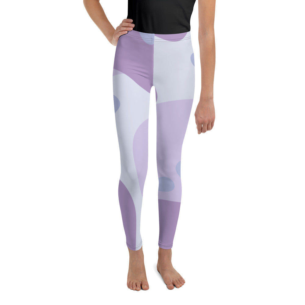 Youth Leggings - Purple Abstract Design