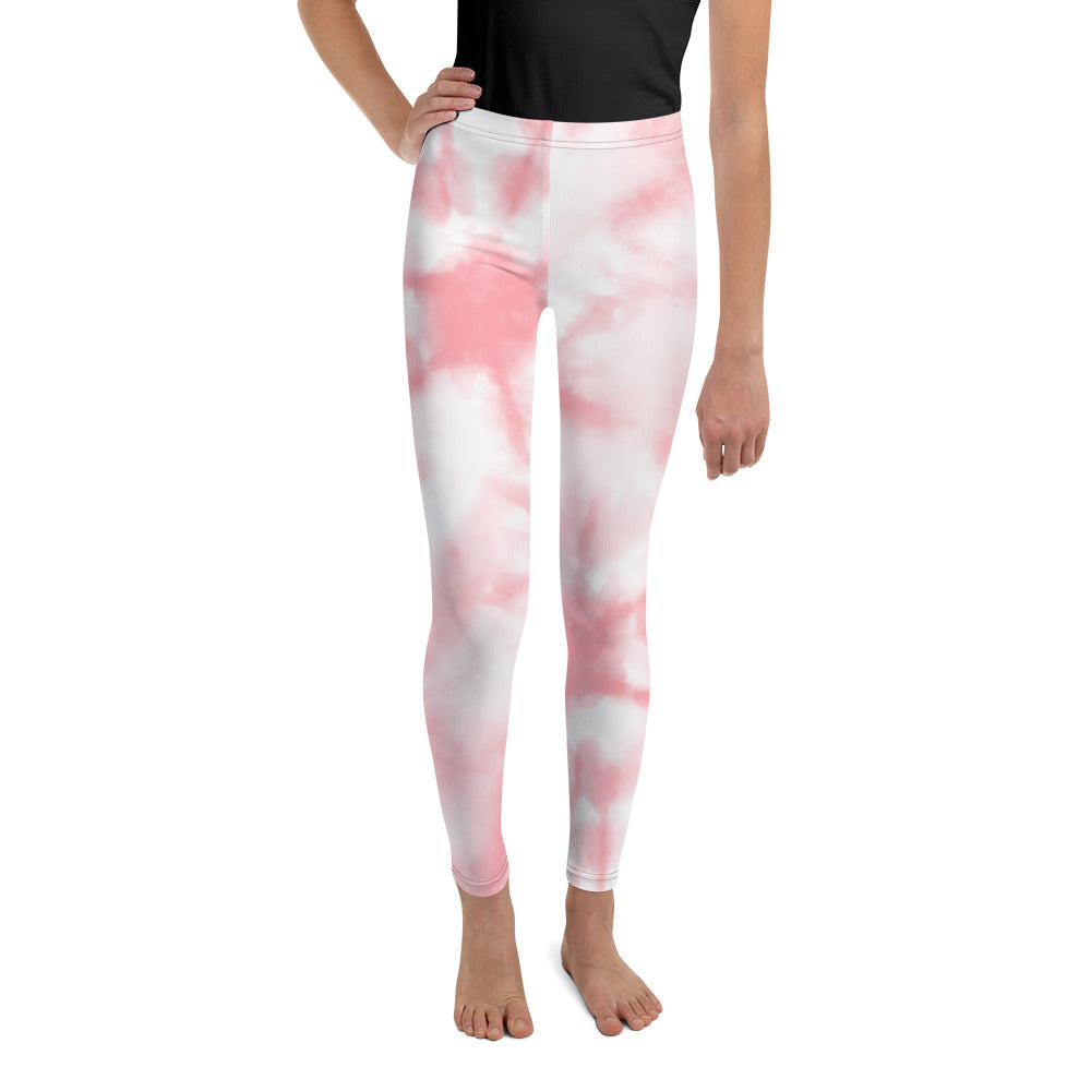 Youth Leggings - Pink Tie Dye Design