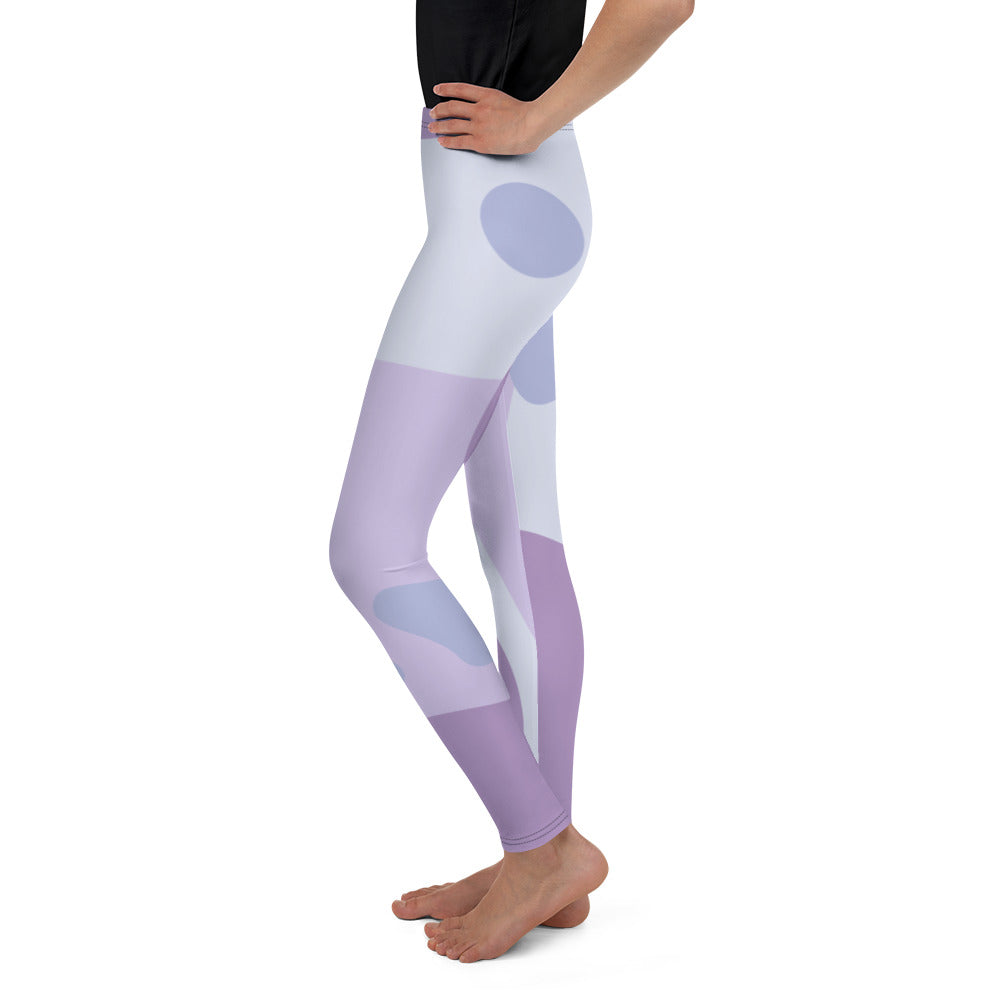 Youth Leggings - Purple Abstract Design