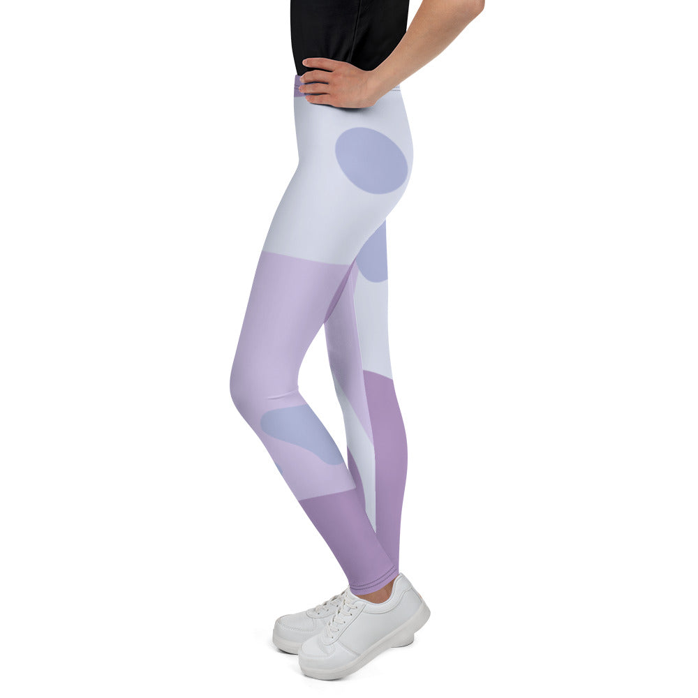 Youth Leggings - Purple Abstract Design