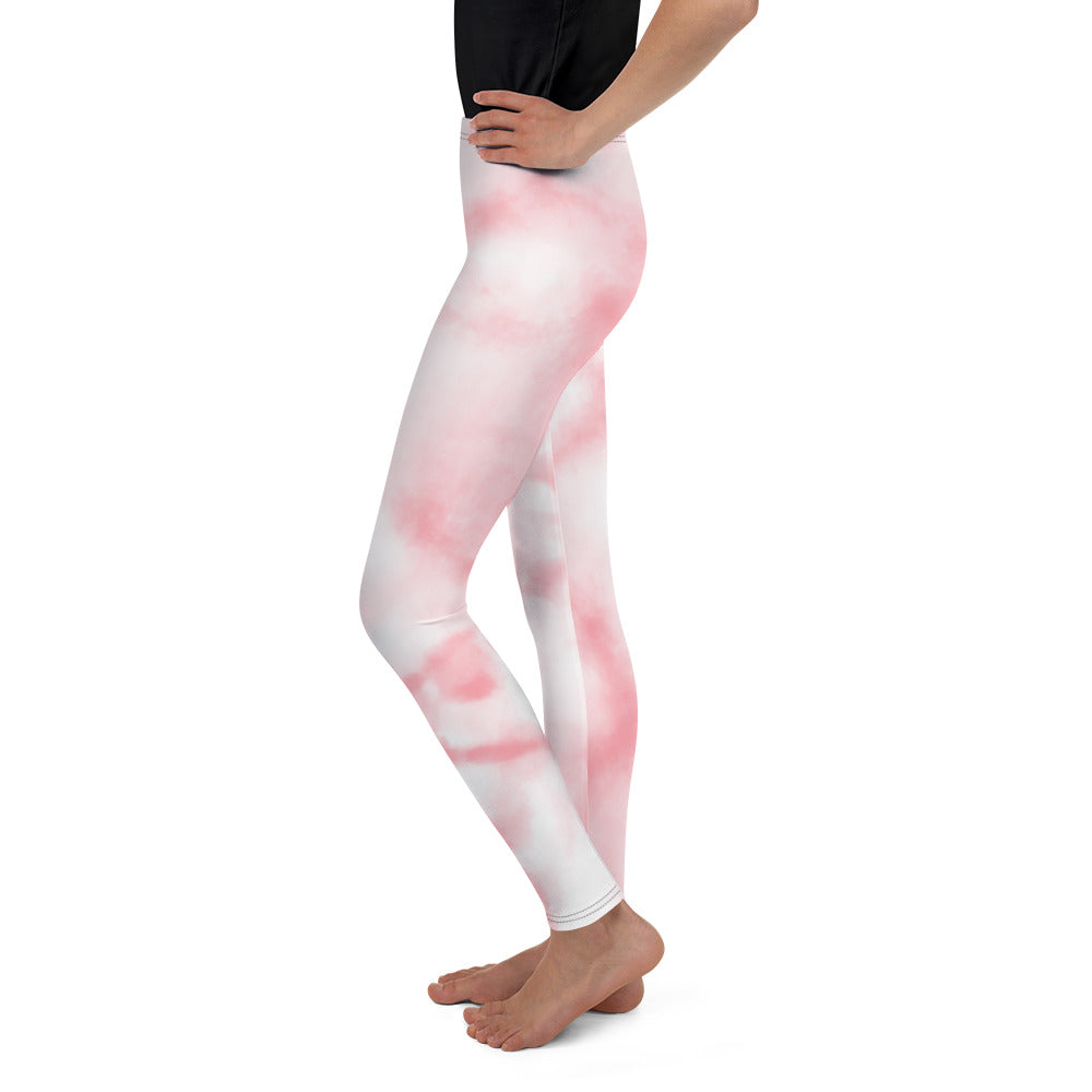 Youth Leggings - Pink Tie Dye Design