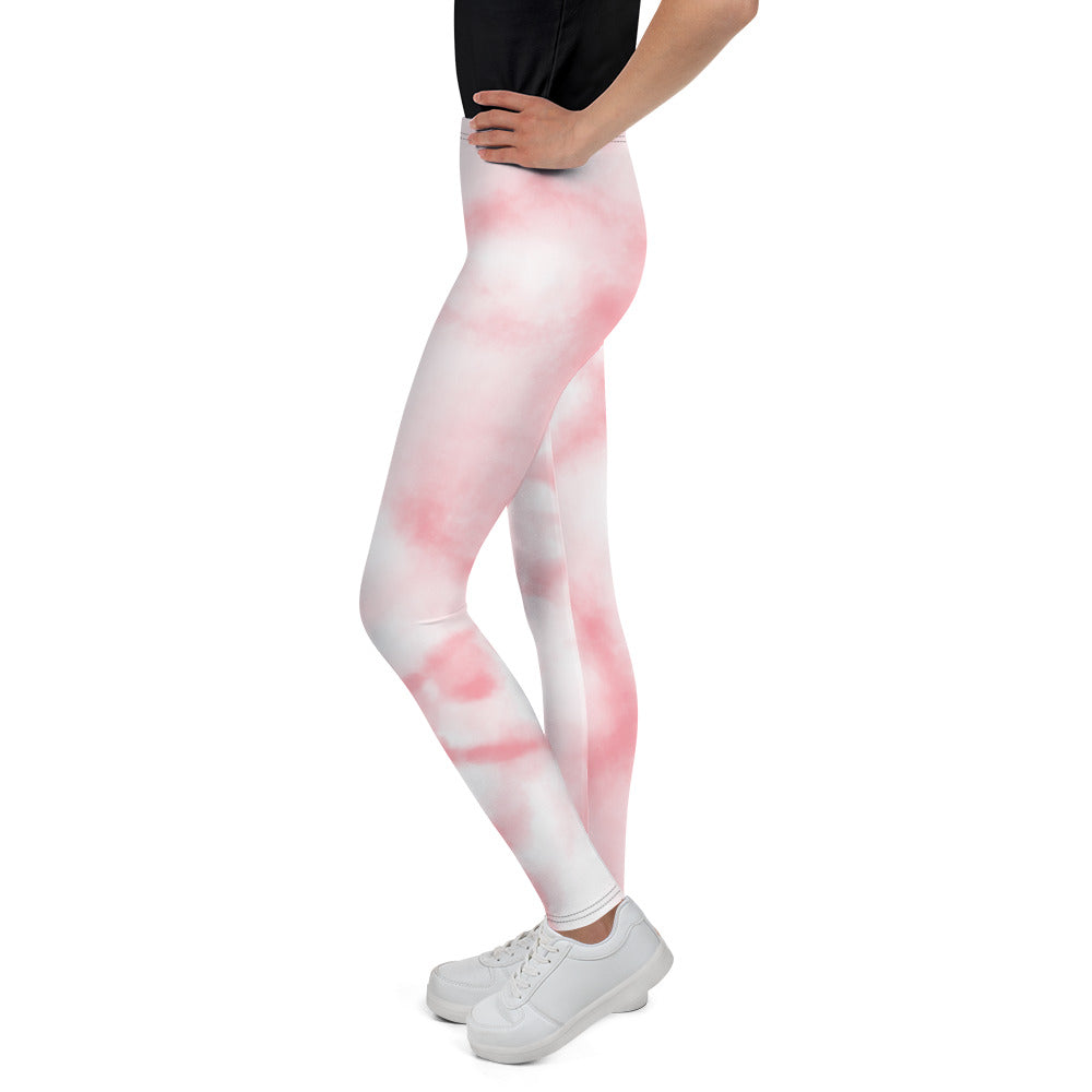 Youth Leggings - Pink Tie Dye Design