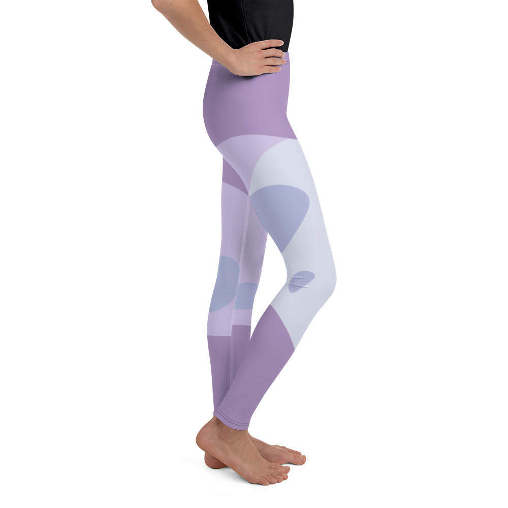 Youth Leggings - Purple Abstract Design