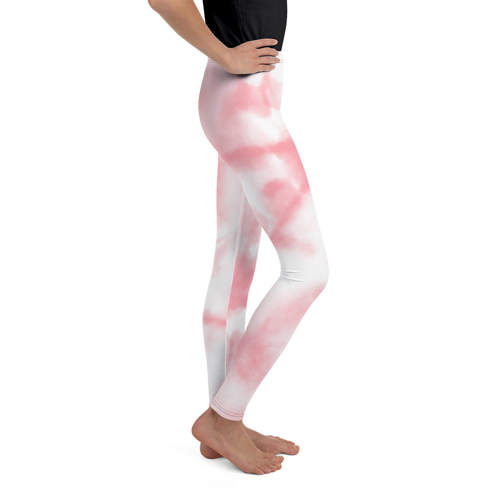 Youth Leggings - Pink Tie Dye Design