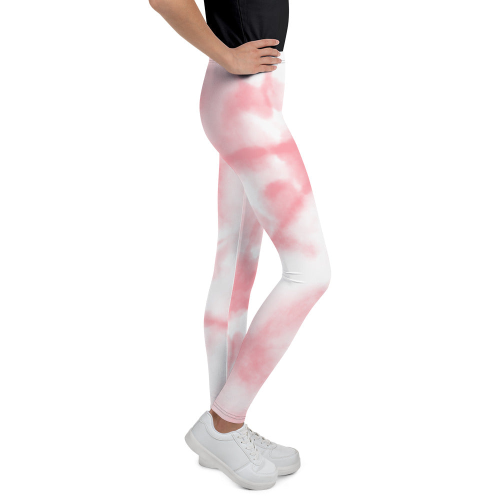 Youth Leggings - Pink Tie Dye Design