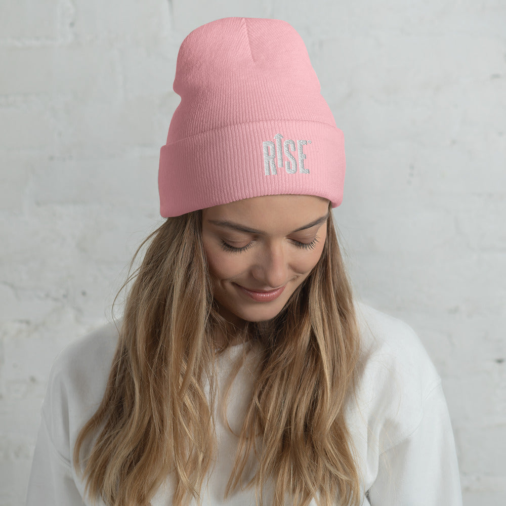 Beanie - Cuffed - WHITE RISE LOGO