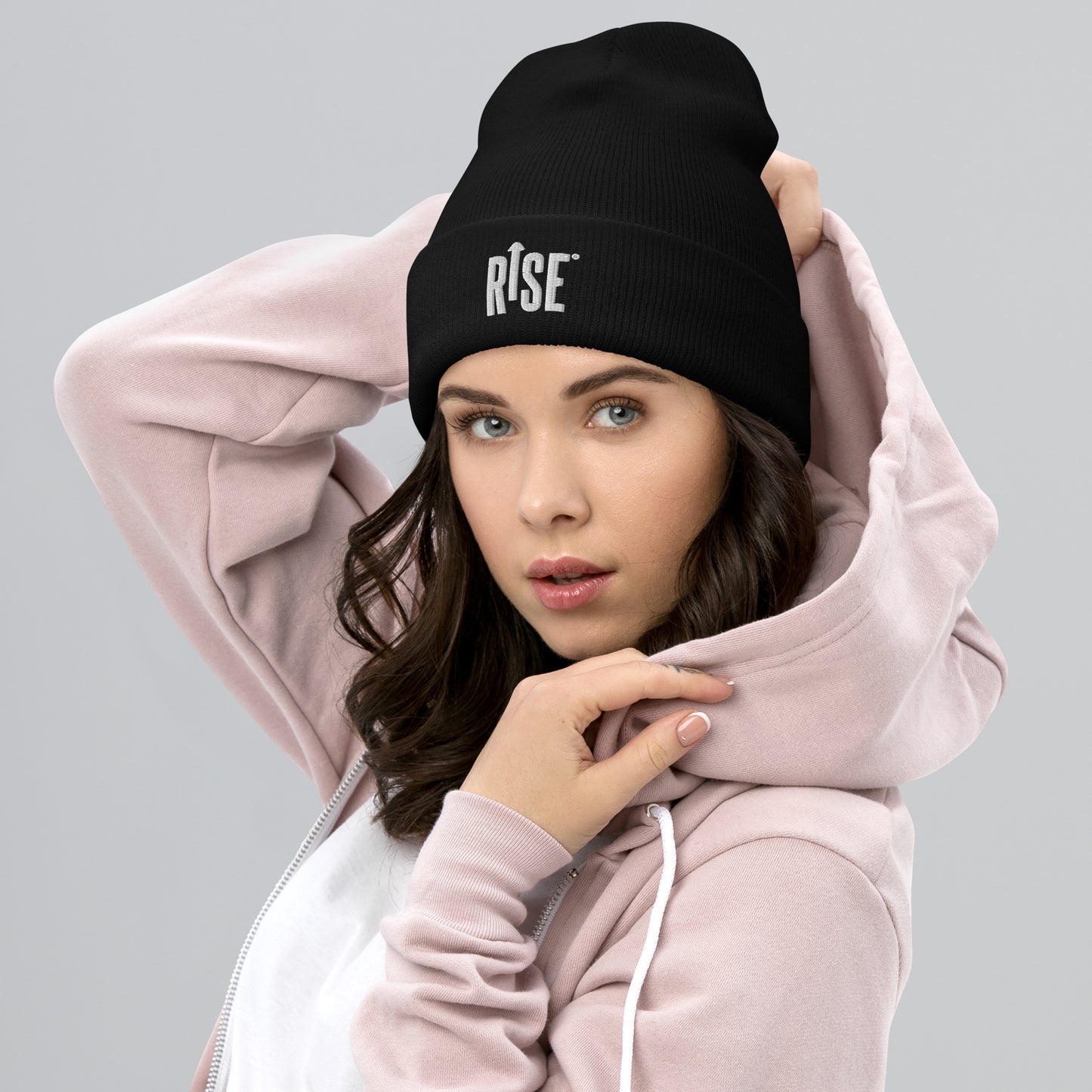 Beanie - Cuffed - WHITE RISE LOGO