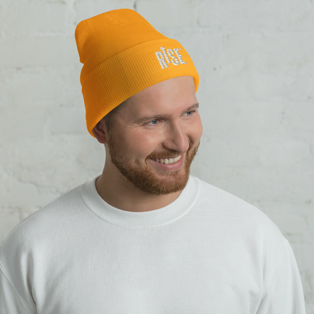 Beanie - Cuffed - WHITE RISE LOGO