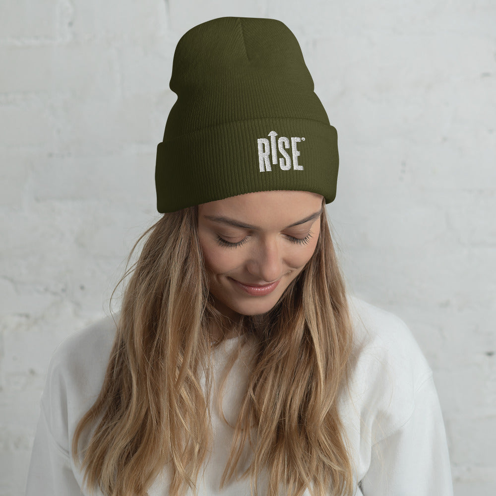 Beanie - Cuffed - WHITE RISE LOGO