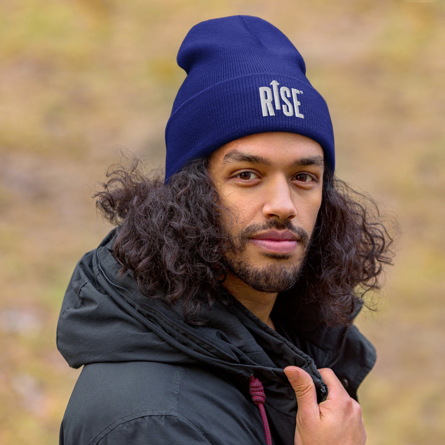 Beanie - Cuffed - WHITE RISE LOGO