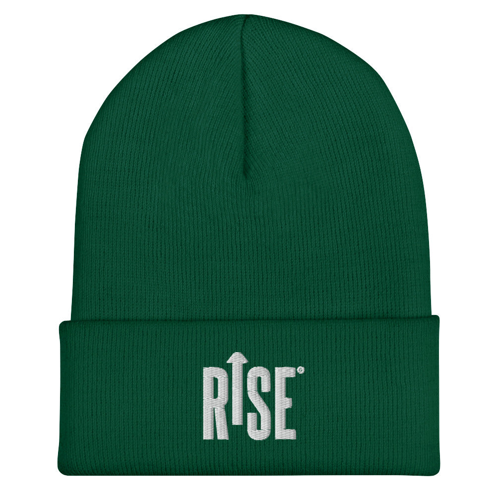 Beanie - Cuffed - WHITE RISE LOGO